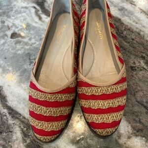 Eric Javits Red and Beige Striped Flats, 9N, very slight wear